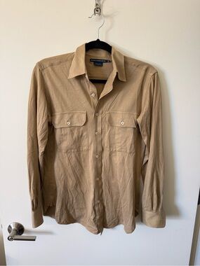 Ralph Lauren Sport Tan Pima Cotton Button-Up Collared Shirt